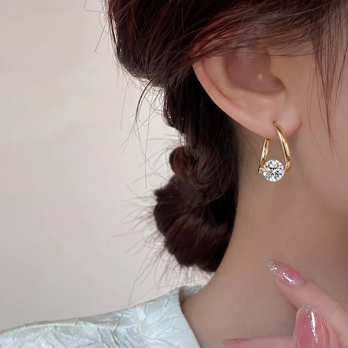 925 Silver Golden Stud Earrings Zircon Small Earrings for Women Girls Lovely Jewelry Gift